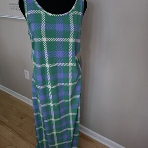 LuLaRoe Green and Purple Checkered Maxi Dress
